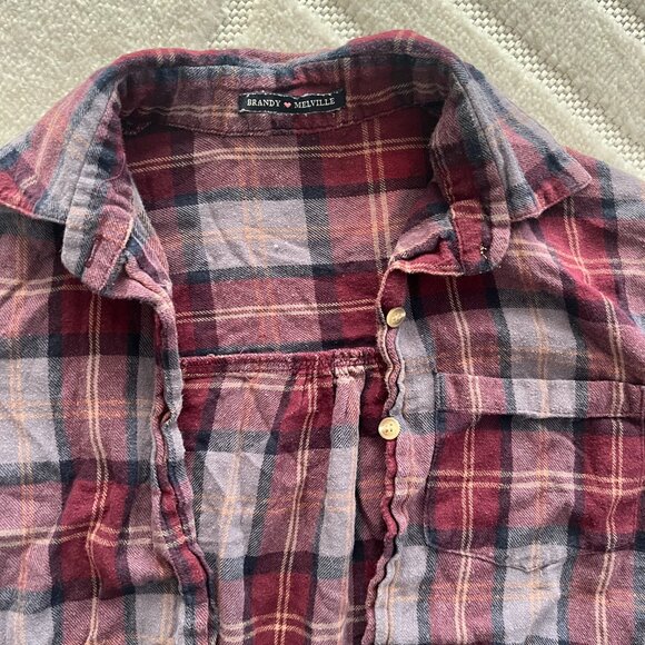 Brandy Melville Cotton Plaid Button Down Flannel, in OS - Picture 3 of 5